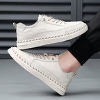 Minimalist Genuine Leather Sneakers: Men’s Casual All - Day Comfort Shoes - Sixin1