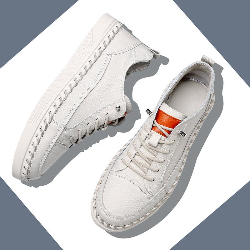 Minimalist Genuine Leather Sneakers: Men’s Casual All - Day Comfort Shoes - Sixin1