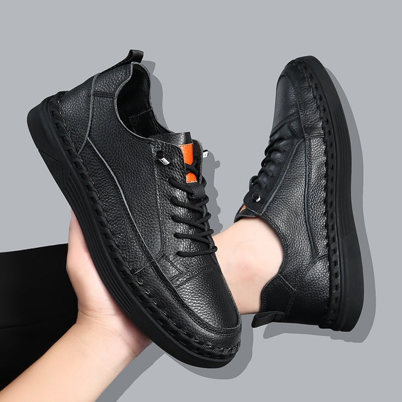 Minimalist Genuine Leather Sneakers: Men’s Casual All - Day Comfort Shoes - Sixin1