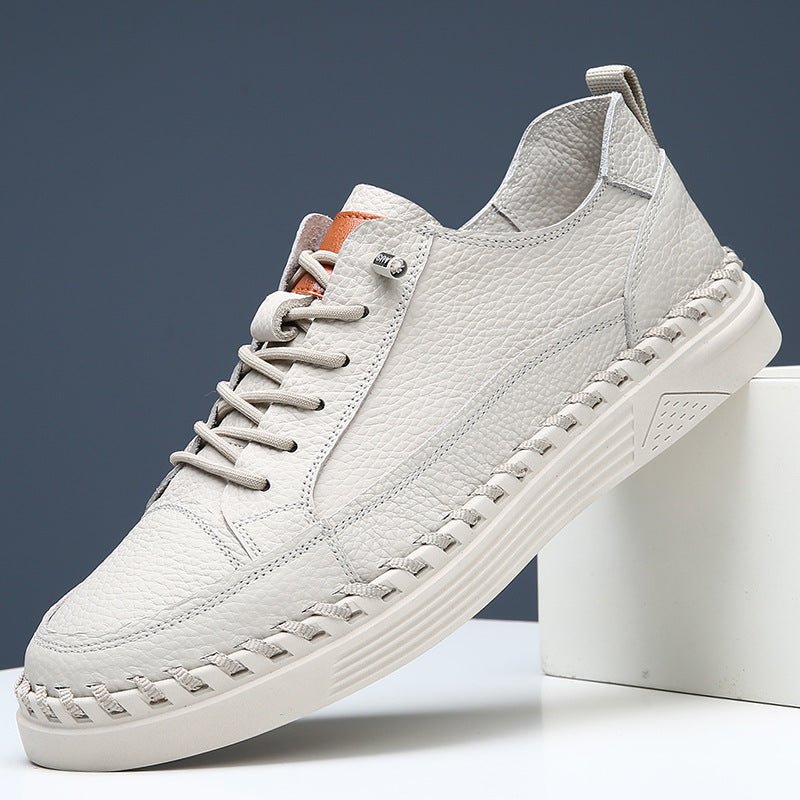 Minimalist Genuine Leather Sneakers: Men’s Casual All - Day Comfort Shoes - Sixin1