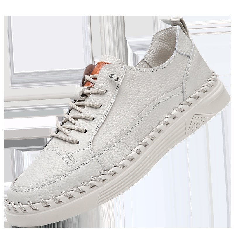 Minimalist Genuine Leather Sneakers: Men’s Casual All - Day Comfort Shoes - Sixin1