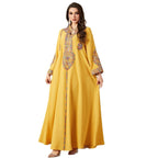Modest Embroidered Long Sleeve Maxi Dress: Loose Fit Muslim Abaya Style - Sixin1