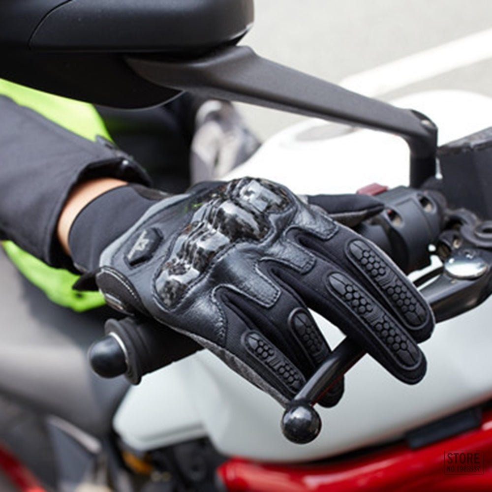 Motorcycle & Cycling Gloves: Full Finger Hard Knuckle, Touchscreen Compatible - Sixin1