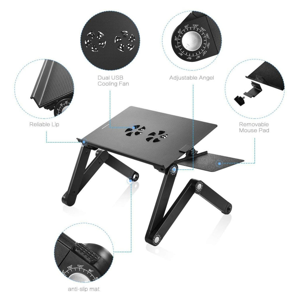 Multi - Function Laptop Table: Foldable Stand with Cooling Fans - Sixin1