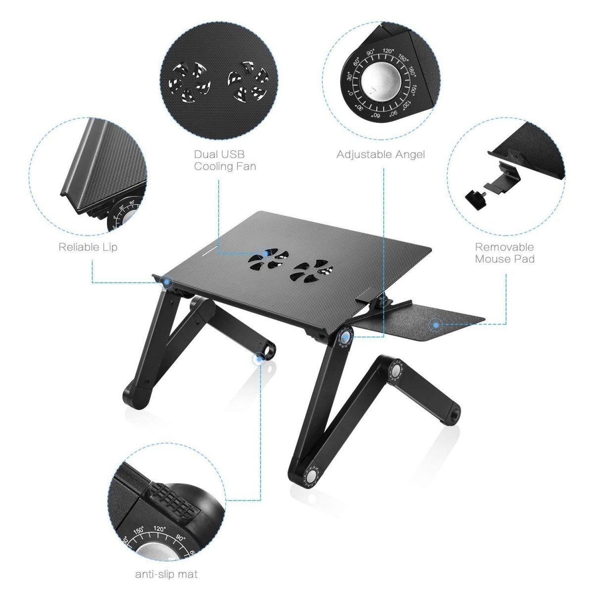 Multi - Function Laptop Table: Foldable Stand with Cooling Fans - Sixin1