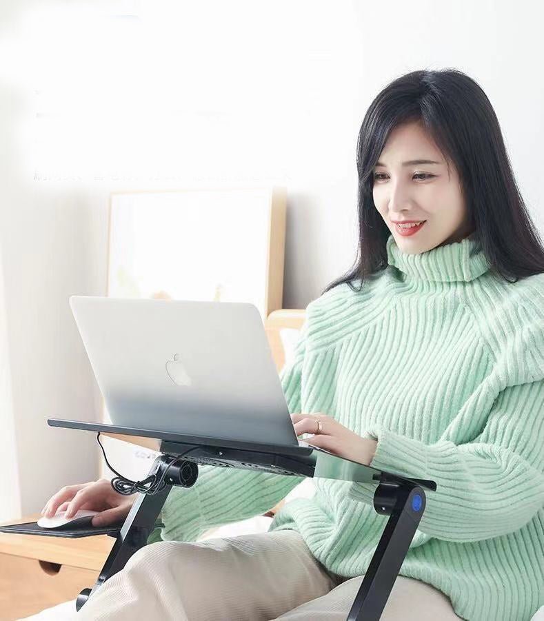 Multi - Function Laptop Table: Foldable Stand with Cooling Fans - Sixin1