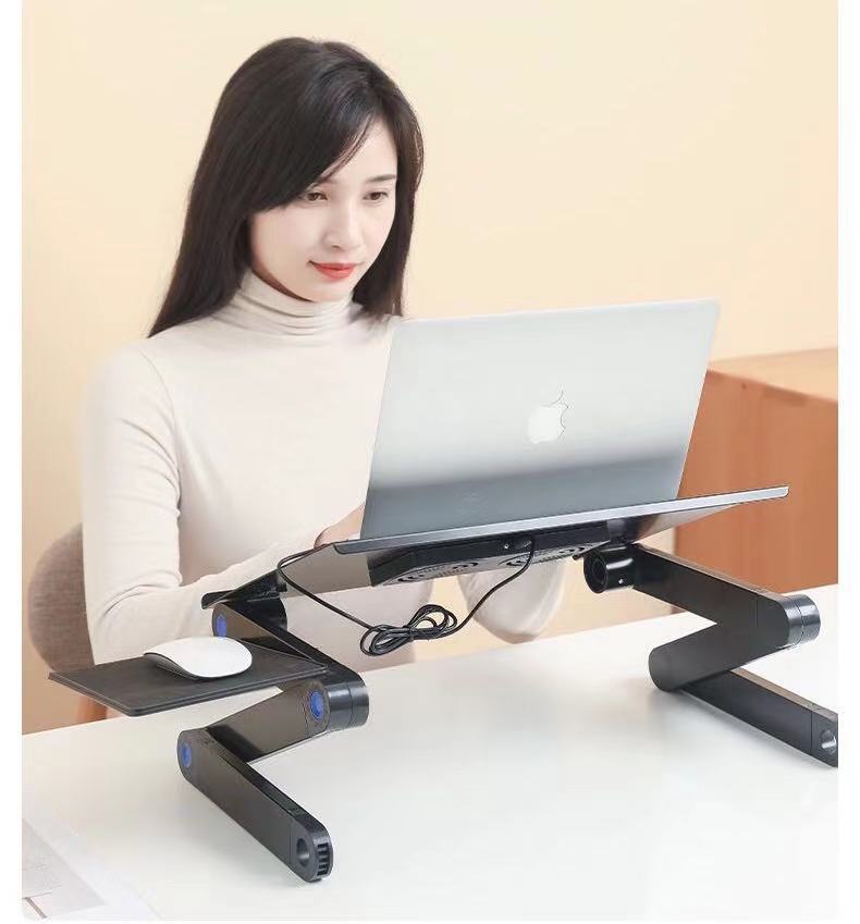 Multi - Function Laptop Table: Foldable Stand with Cooling Fans - Sixin1