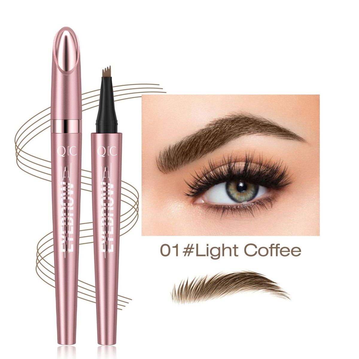 Natural Hair - Stroke Brow Pen: Waterproof 4 Tip Eyebrow Pencil - Sixin1