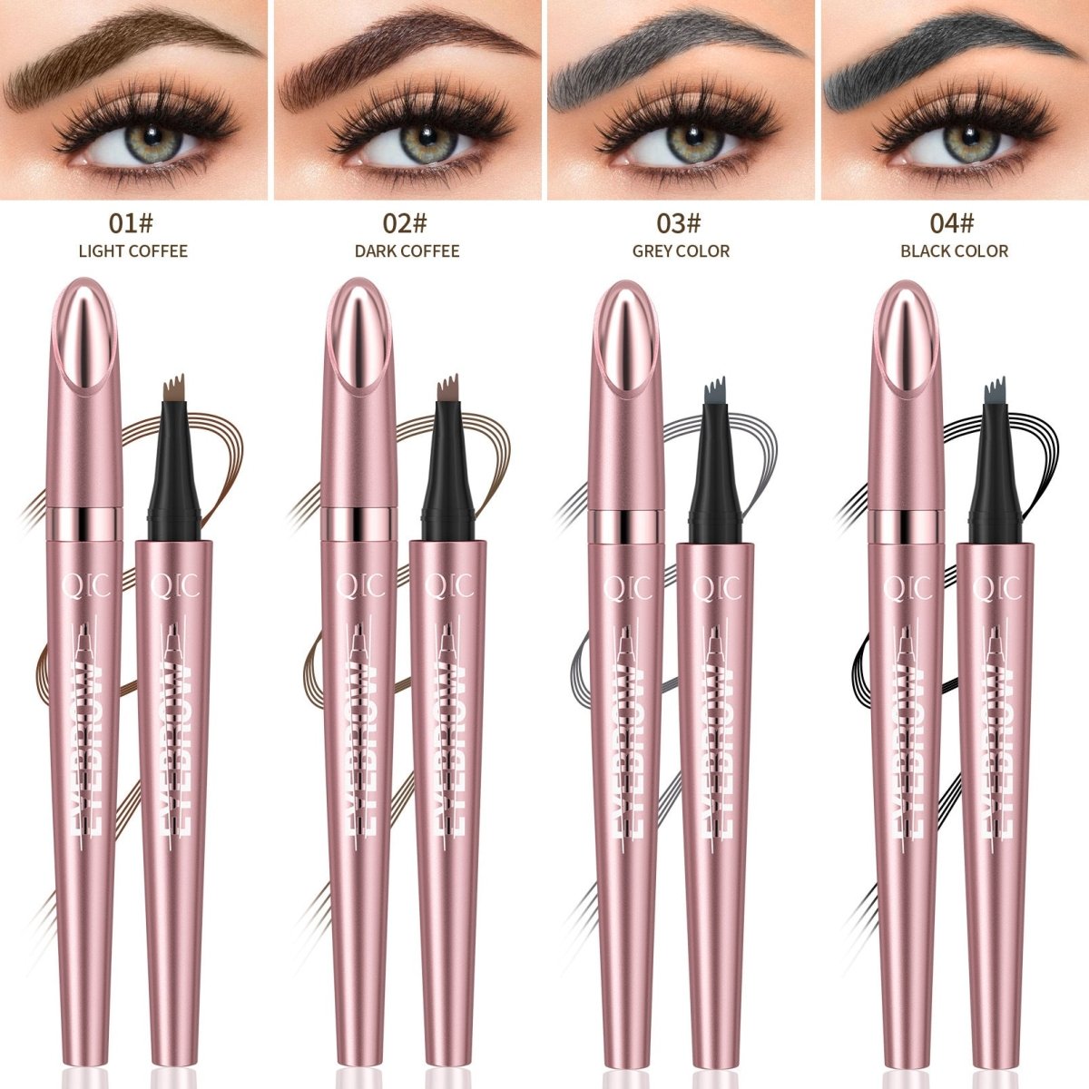 Natural Hair - Stroke Brow Pen: Waterproof 4 Tip Eyebrow Pencil - Sixin1