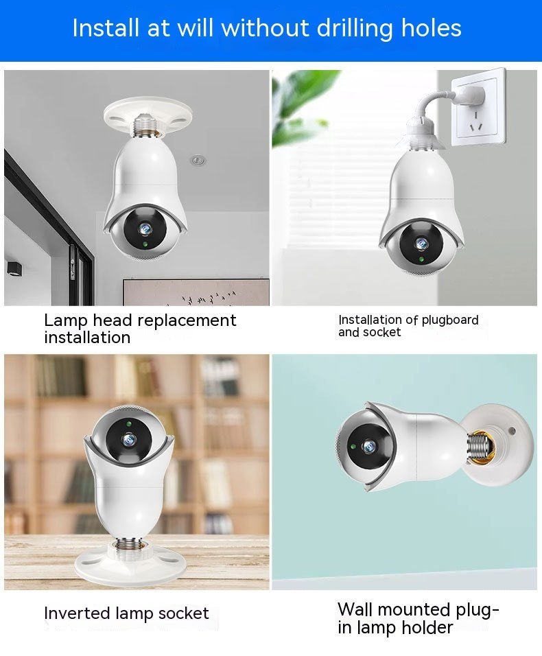 Outdoor WiFi Bulb Camera: Dual-Band HD Security with Night Vision & 360° View - Sixin1