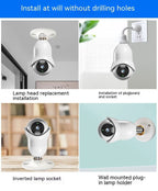 Outdoor WiFi Bulb Camera: Dual-Band HD Security with Night Vision & 360° View - Sixin1