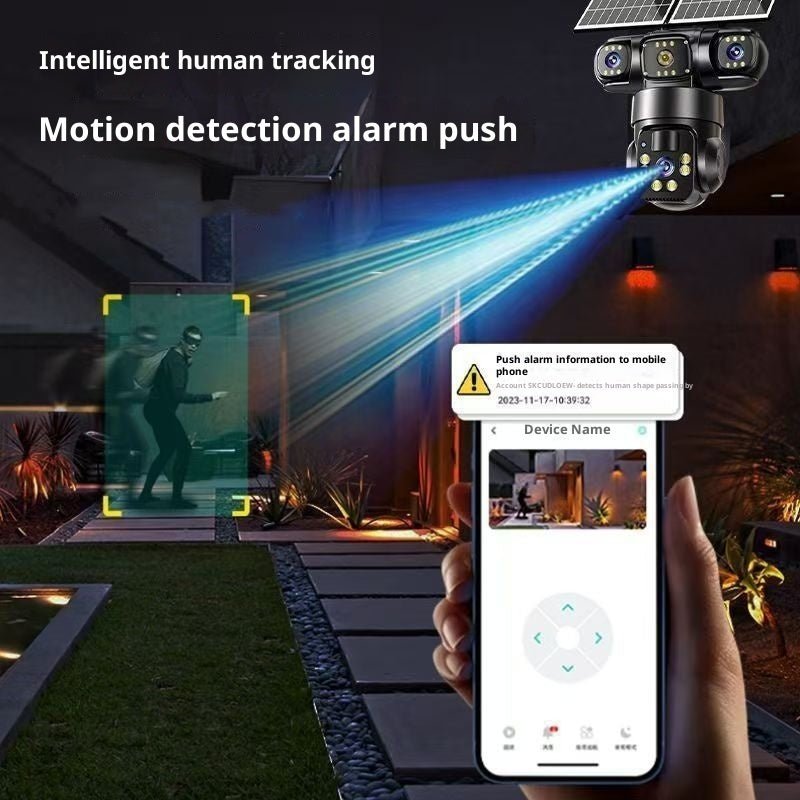 Plug-Free Solar Security Camera: Wireless Outdoor Monitoring with Battery & Night Vision - Sixin1