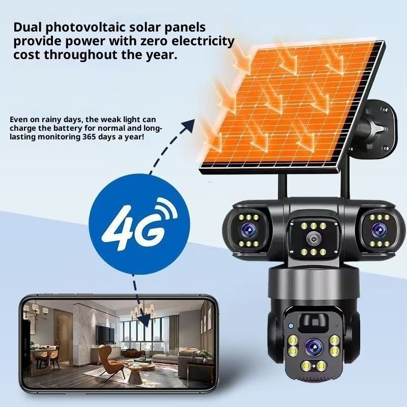 Plug-Free Solar Security Camera: Wireless Outdoor Monitoring with Battery & Night Vision - Sixin1