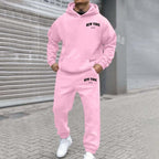 Printed Hoodie Set for Men: Fleece-Lined Sweatshirt & Jogger Outfit - Sixin1