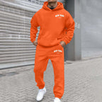 Printed Hoodie Set for Men: Fleece-Lined Sweatshirt & Jogger Outfit - Sixin1
