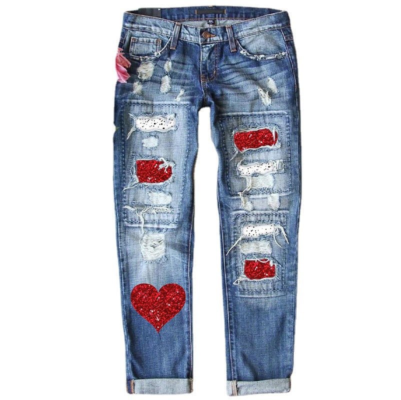 Printed Plus - Size Womens Casual Pants In European And American Style - Sixin1