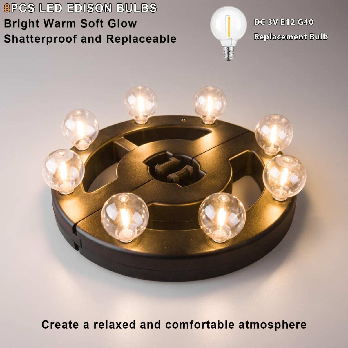 Rechargeable Cordless Patio Umbrella Light – 8 LED Warm White Lights with Dimmer & Timer for Outdoor Garden, Backyard, Camping & BBQ - Sixin1
