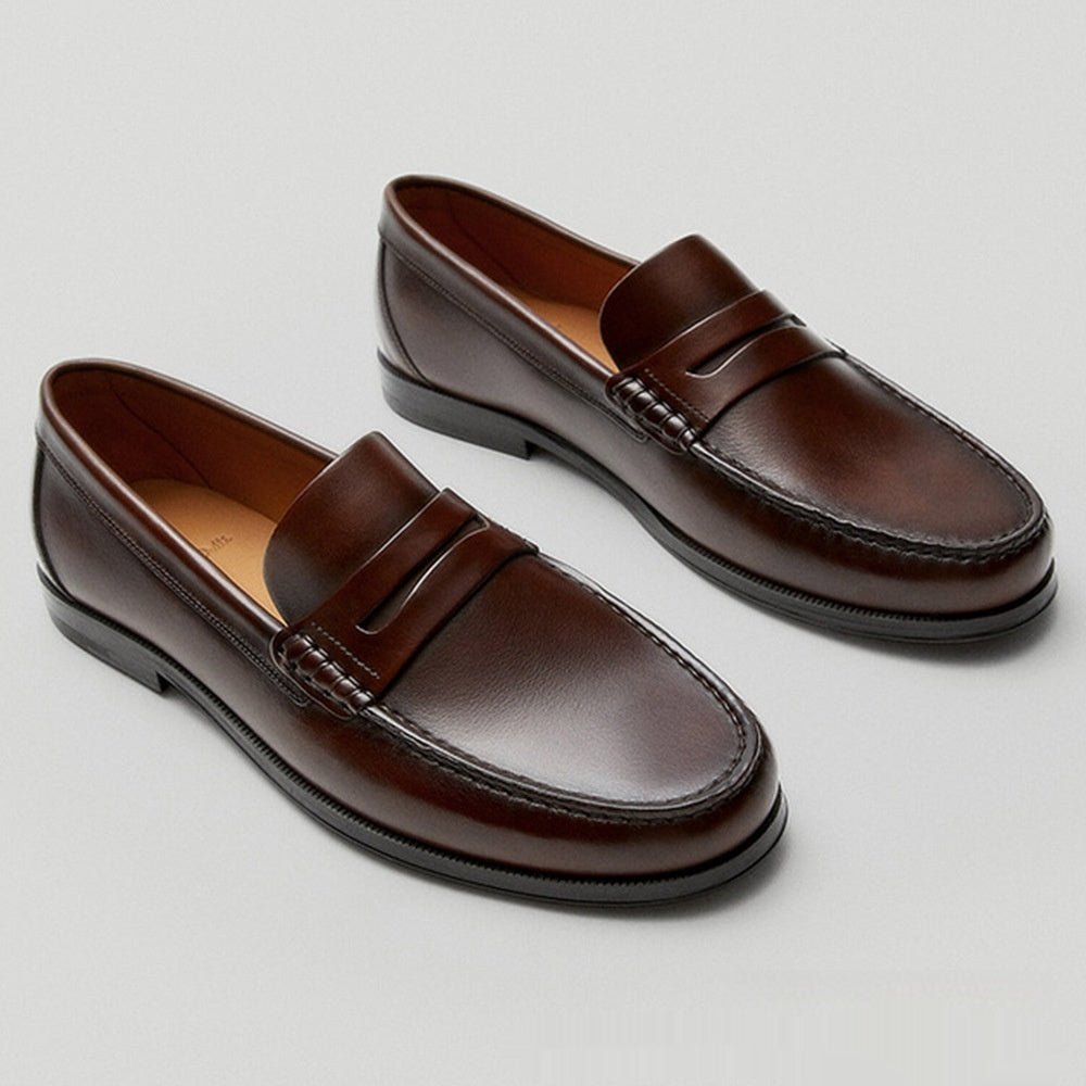 Retro Handmade Loafers: Premium Calfskin & All - Day Wear - Sixin1