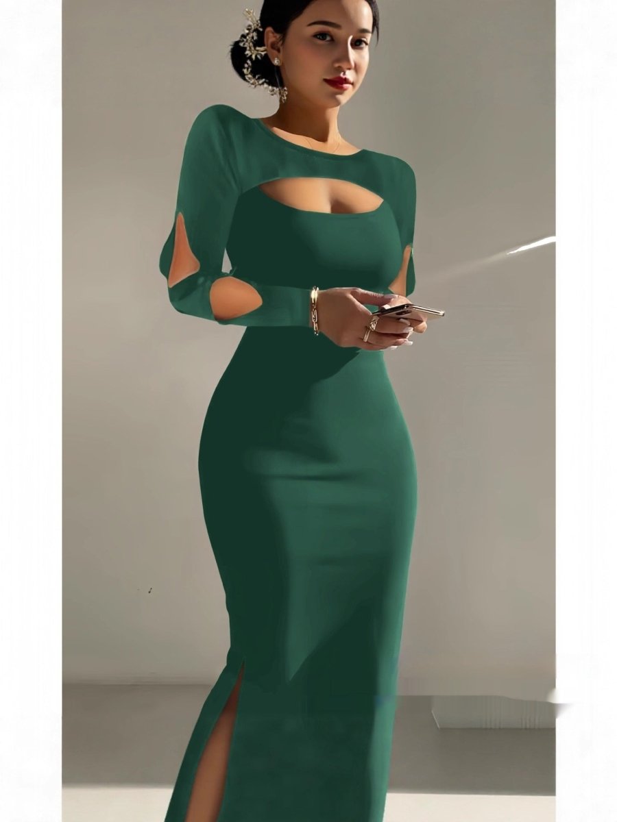 Sexy Draped Bodycon Sheath Dress with Cut-Out Design: Night Out Ready - Sixin1