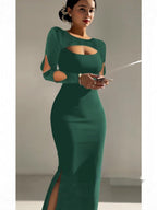 Sexy Draped Bodycon Sheath Dress with Cut-Out Design: Night Out Ready - Sixin1