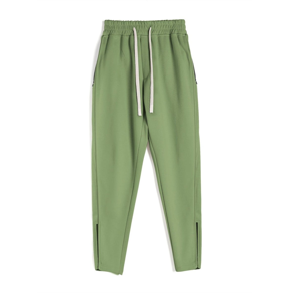 Slim Fit Leg Opening Zipper Ankle Banded Pants - Sixin1