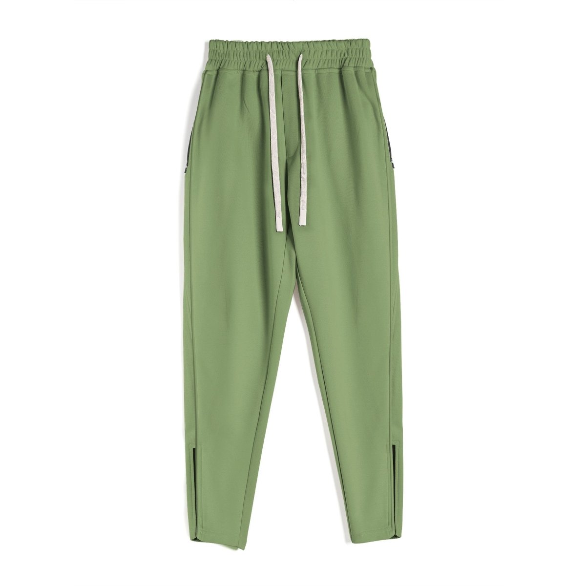 Slim Fit Leg Opening Zipper Ankle Banded Pants - Sixin1