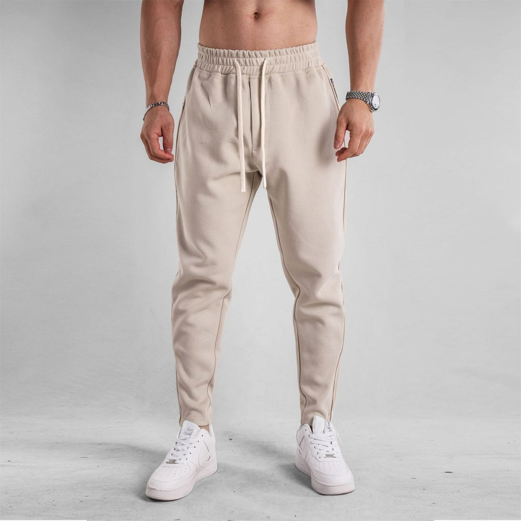 Slim Fit Leg Opening Zipper Ankle Banded Pants - Sixin1