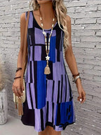 Stylish Striped V - Neck Dress: Casual Everyday Fashion for Women - Sixin1