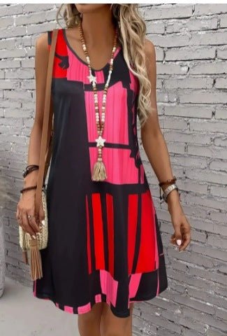 Stylish Striped V - Neck Dress: Casual Everyday Fashion for Women - Sixin1