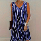 Stylish Striped V - Neck Dress: Casual Everyday Fashion for Women - Sixin1