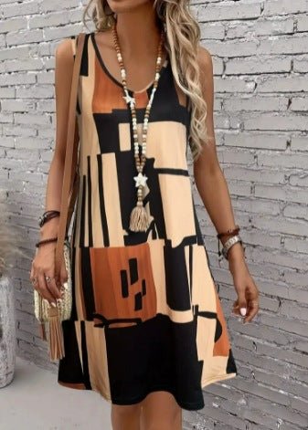 Stylish Striped V - Neck Dress: Casual Everyday Fashion for Women - Sixin1