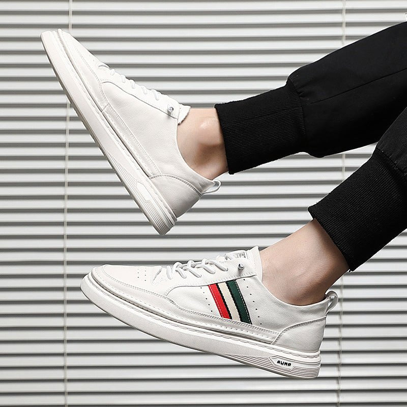 Summer White Slip-On Sneakers: Breathable Casual Shoes with Hidden Height Lift - Sixin1