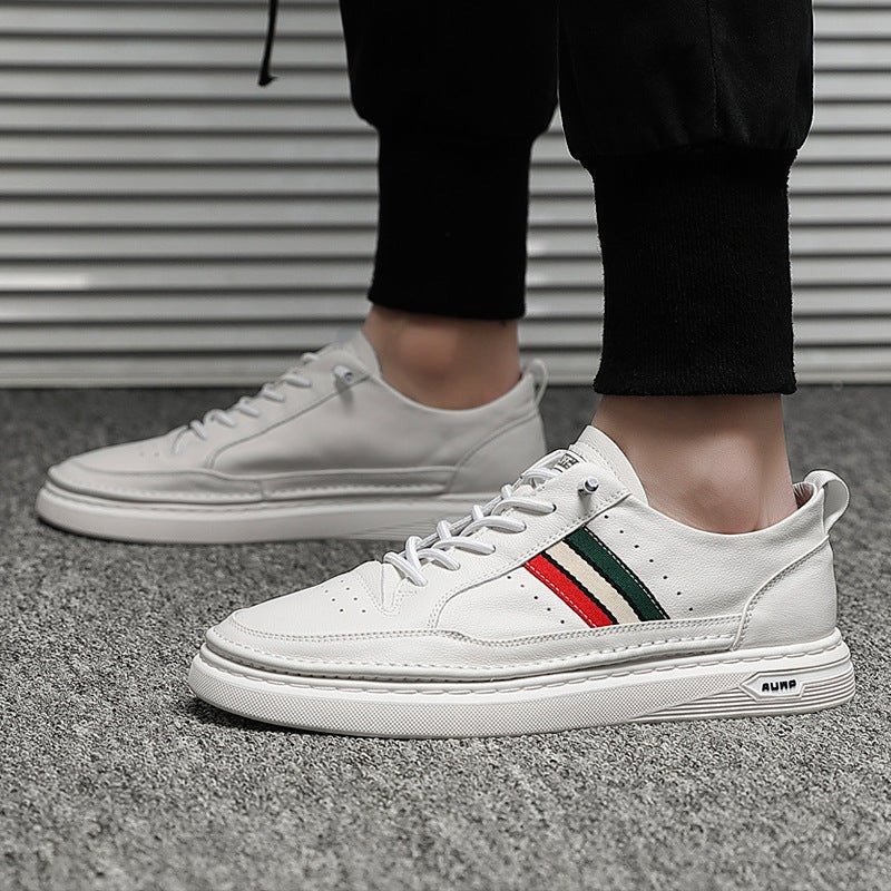 Summer White Slip-On Sneakers: Breathable Casual Shoes with Hidden Height Lift - Sixin1
