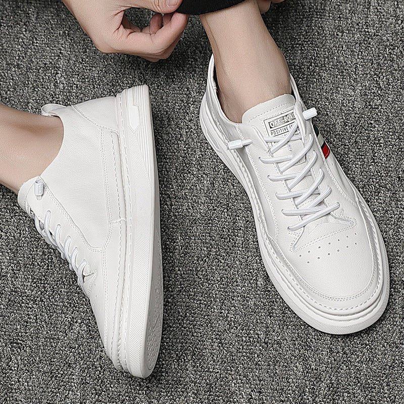 Summer White Slip-On Sneakers: Breathable Casual Shoes with Hidden Height Lift - Sixin1