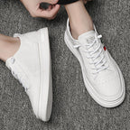 Summer White Slip-On Sneakers: Breathable Casual Shoes with Hidden Height Lift - Sixin1