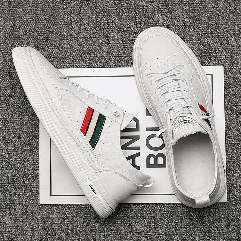 Summer White Slip-On Sneakers: Breathable Casual Shoes with Hidden Height Lift - Sixin1
