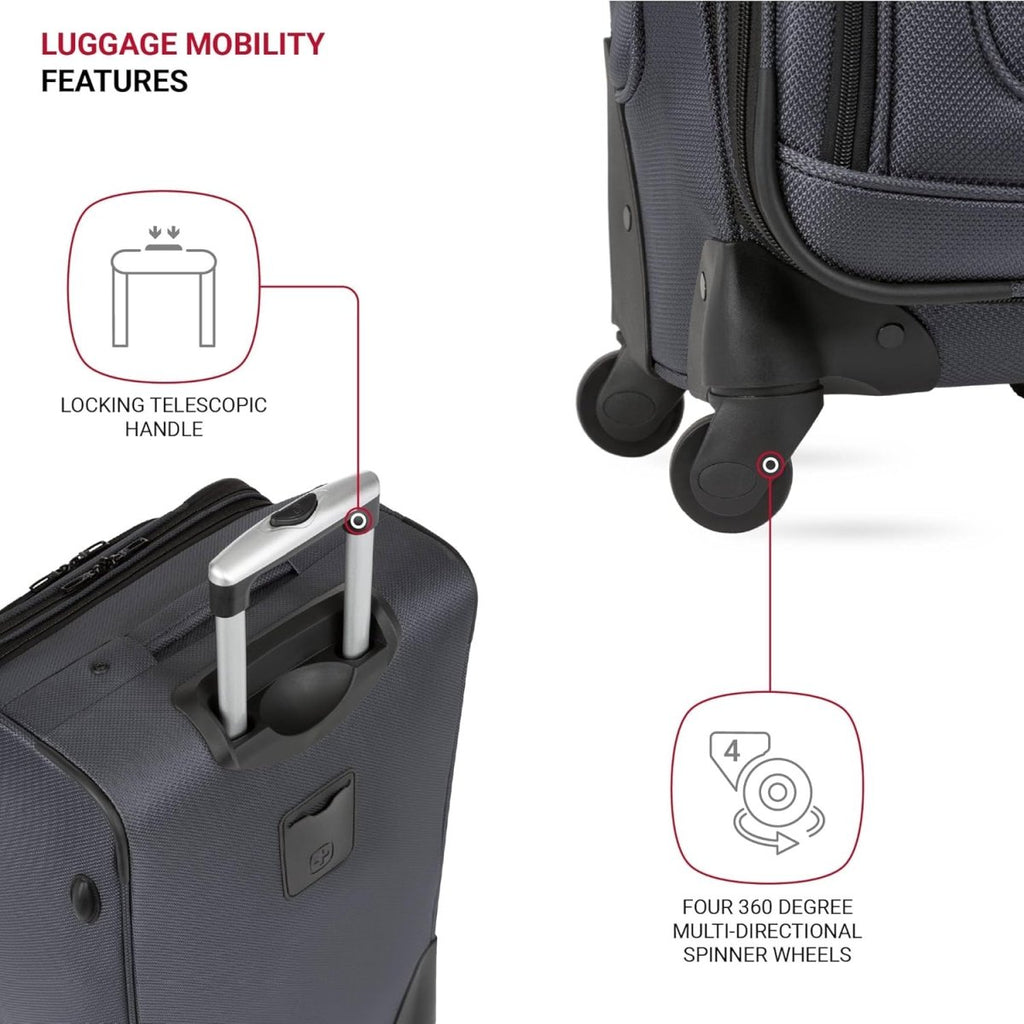 SwissGear Sion Expandable Spinner Luggage Set (21” Carry - On + 25” Checked): Dark Grey - Sixin1