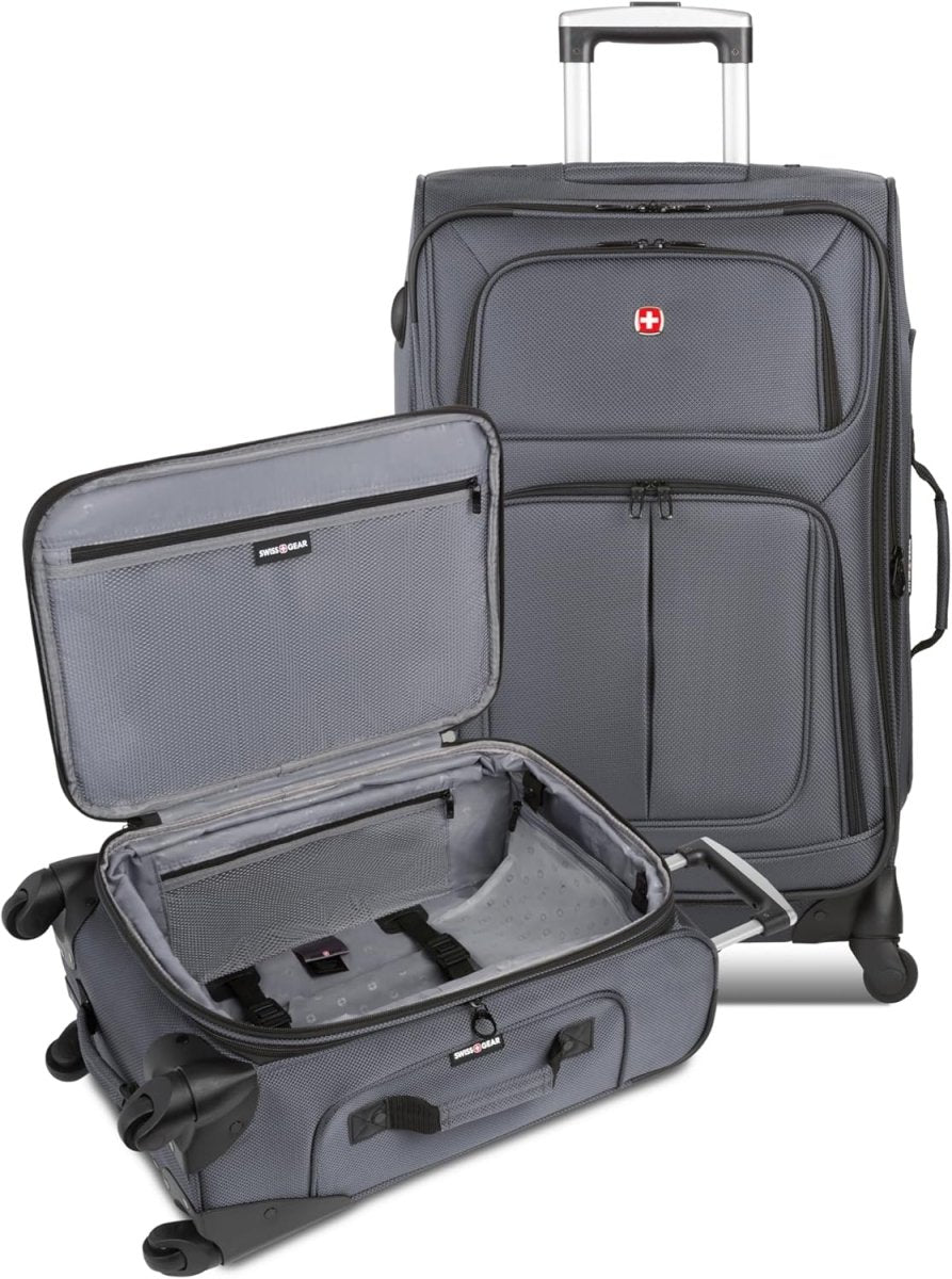 SwissGear Sion Expandable Spinner Luggage Set (21” Carry - On + 25” Checked): Dark Grey - Sixin1