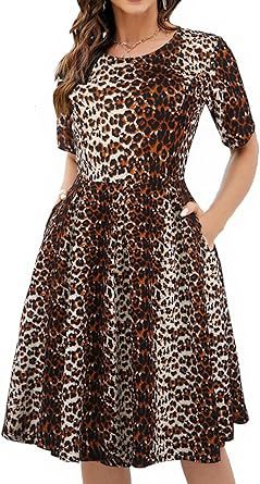 Vintage Contrast Color Midi Dress: Half Sleeve Crew Neck Slip Style - Sixin1