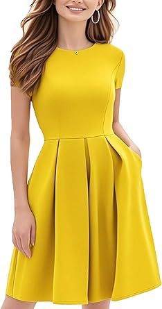 Vintage Contrast Color Midi Dress: Half Sleeve Crew Neck Slip Style - Sixin1