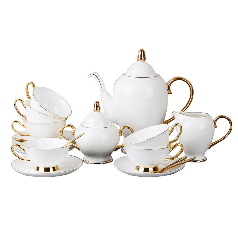 Vintage Style Bone Tea Set: Gold Accent Cup & Saucer - Sixin1