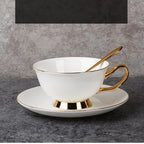 Vintage Style Bone Tea Set: Gold Accent Cup & Saucer - Sixin1