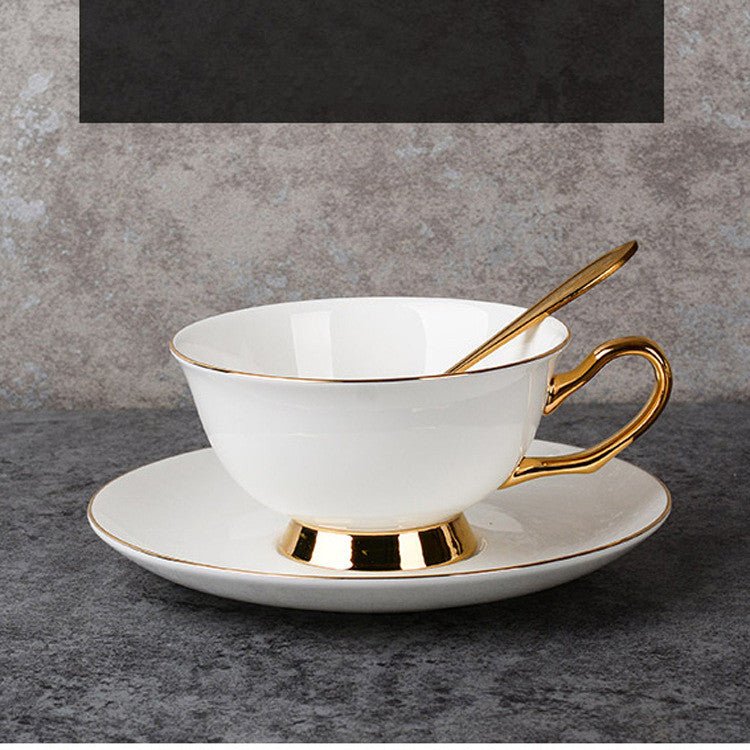 Vintage Style Bone Tea Set: Gold Accent Cup & Saucer - Sixin1