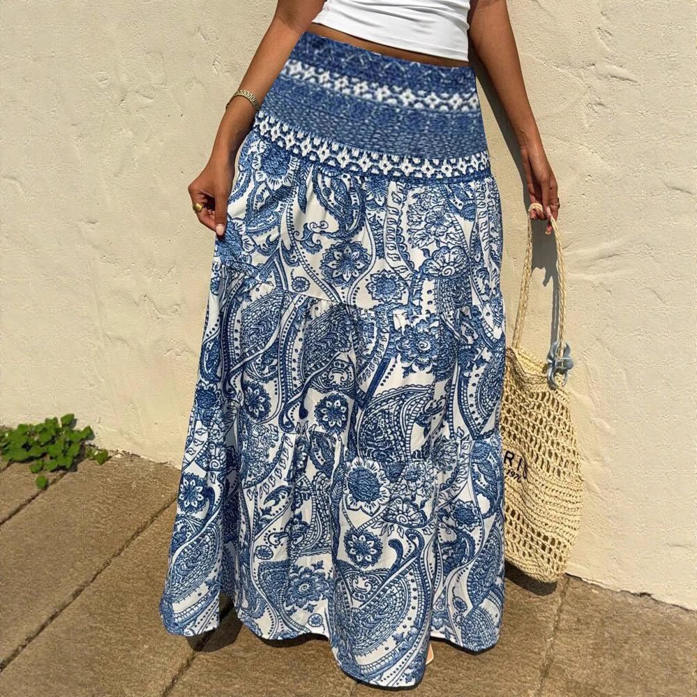 Women’s Bohemian Printed Casual Skirt: Flowing Everyday Style - Sixin1