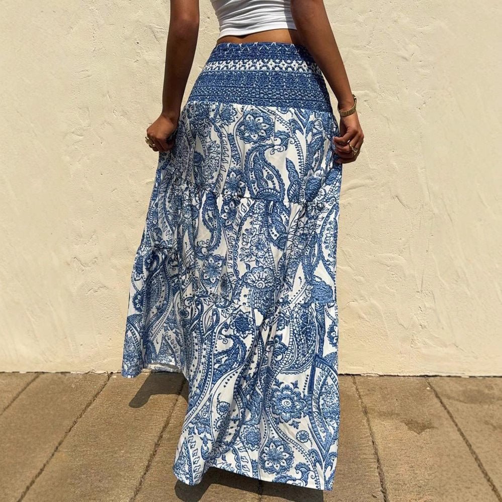 Women’s Bohemian Printed Casual Skirt: Flowing Everyday Style - Sixin1