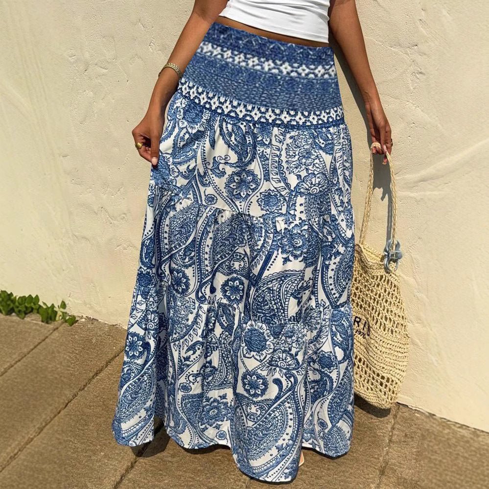 Women’s Bohemian Printed Casual Skirt: Flowing Everyday Style - Sixin1
