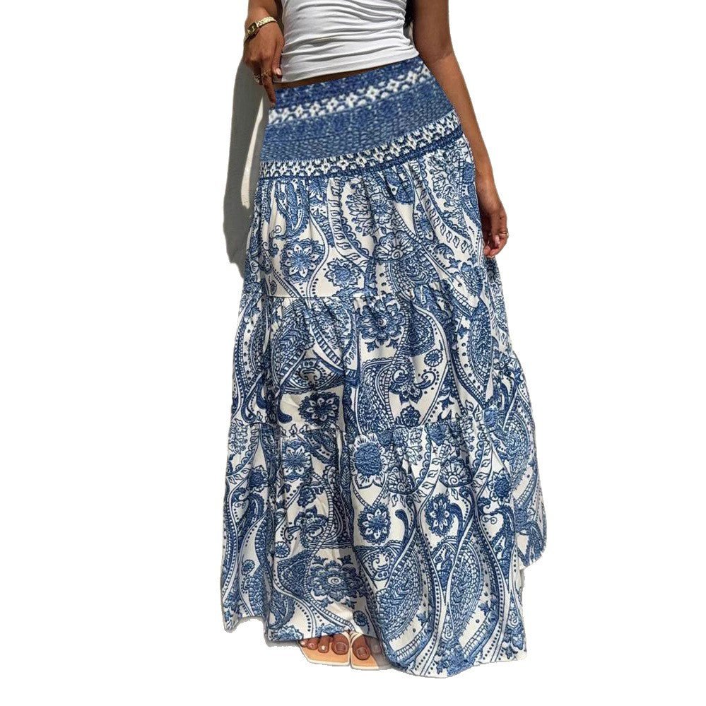 Women’s Bohemian Printed Casual Skirt: Flowing Everyday Style - Sixin1