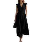 Women’s Casual V - Neck Dress: Stylish Pocket Design Everyday Outfit - Sixin1