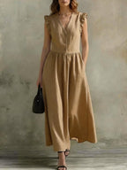 Women’s Casual V - Neck Dress: Stylish Pocket Design Everyday Outfit - Sixin1
