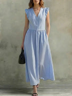 Women’s Casual V - Neck Dress: Stylish Pocket Design Everyday Outfit - Sixin1